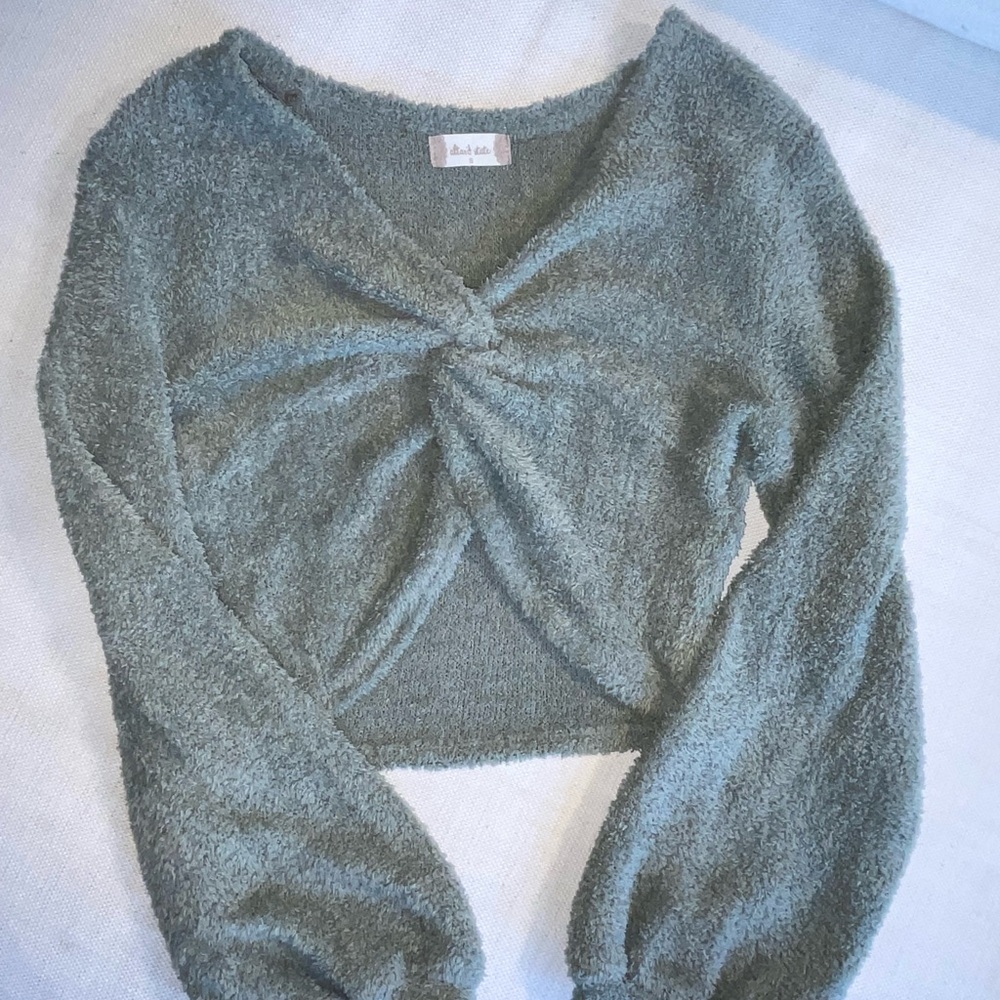 Altar’d State green fuzzy crop top
